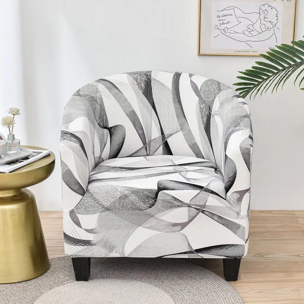 Tub Sofa Cover Stretch Sofa Club Chair Cover Elastic Study Printed  Armrest  Chair Cover for Bar
