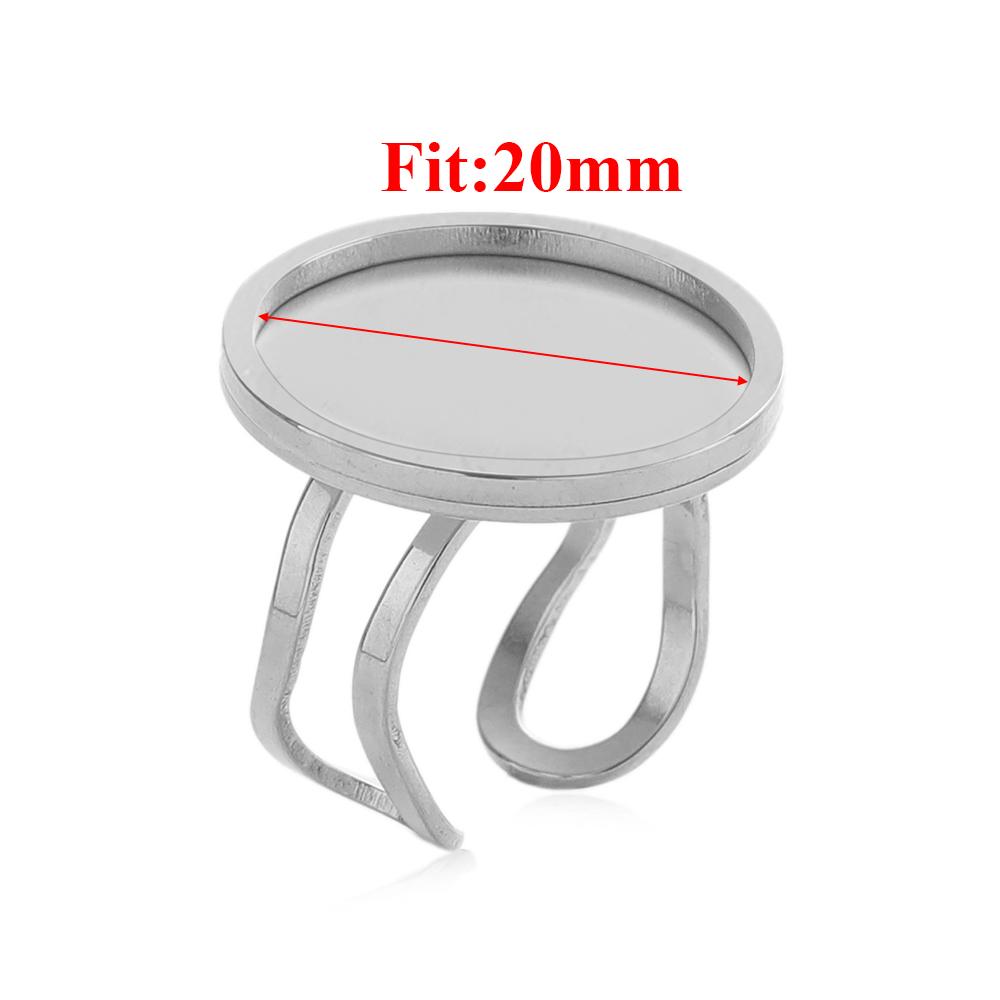 4pcs Stainless Steel 25mm Round Open Ring Cabochon Cameo Blank Tray Base Settings for DIY Rings Jewelry Making Findings Supplies