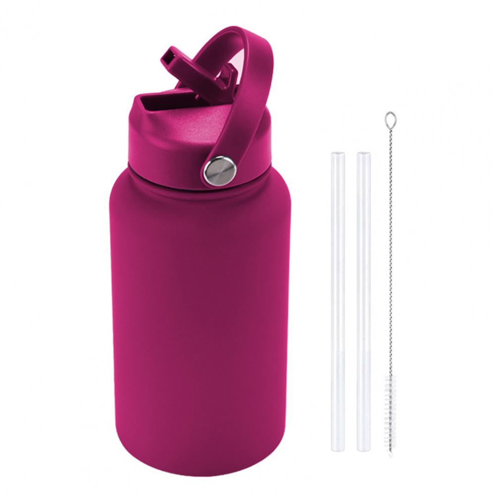 Sport Water Bottle Portable Sport Bottle Stainless Steel Sports Water Bottle with Straw Brush 650ml Portable Vacuum for Outdoor