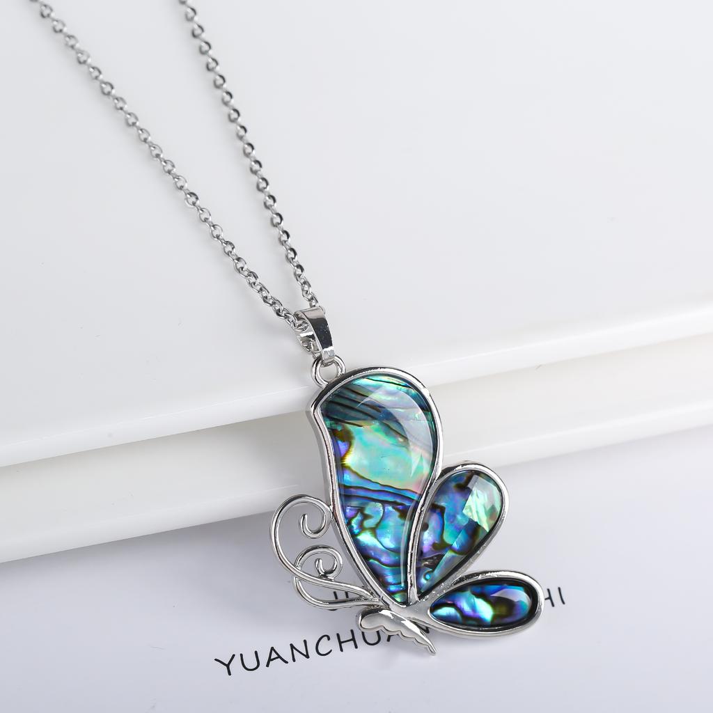Neue Kreative Natürliche Muschel Design Insekt Schmetterling Libelle Anhänger Halskette Personalisiert Für Frau Party Vintage Zirkon Geschenk