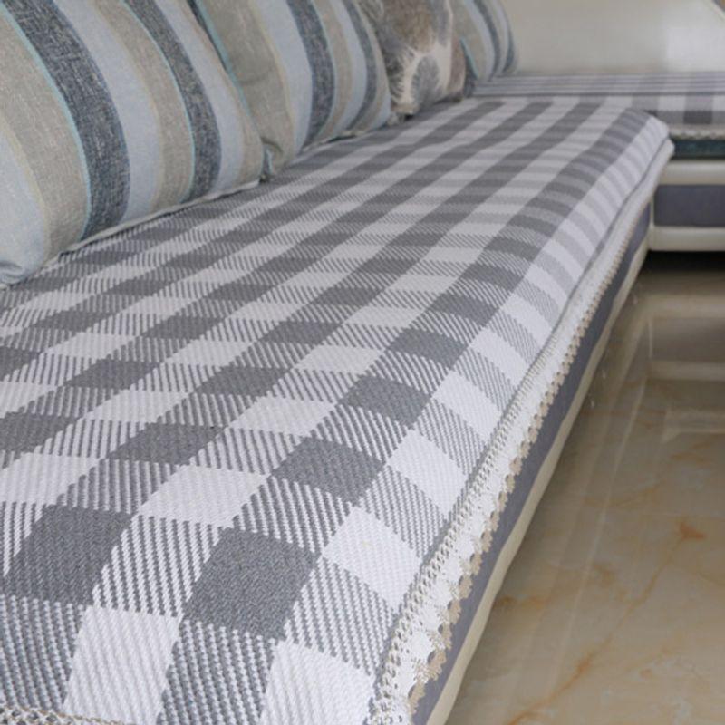 

All Year Round Neutral Non Slip Old Coarse Cotton Linen Sofa Cushion Minimalist Modern Carpet Window Cushion Machine Washable Anti-Static Ash grid 45*45cm (custom shoot this)