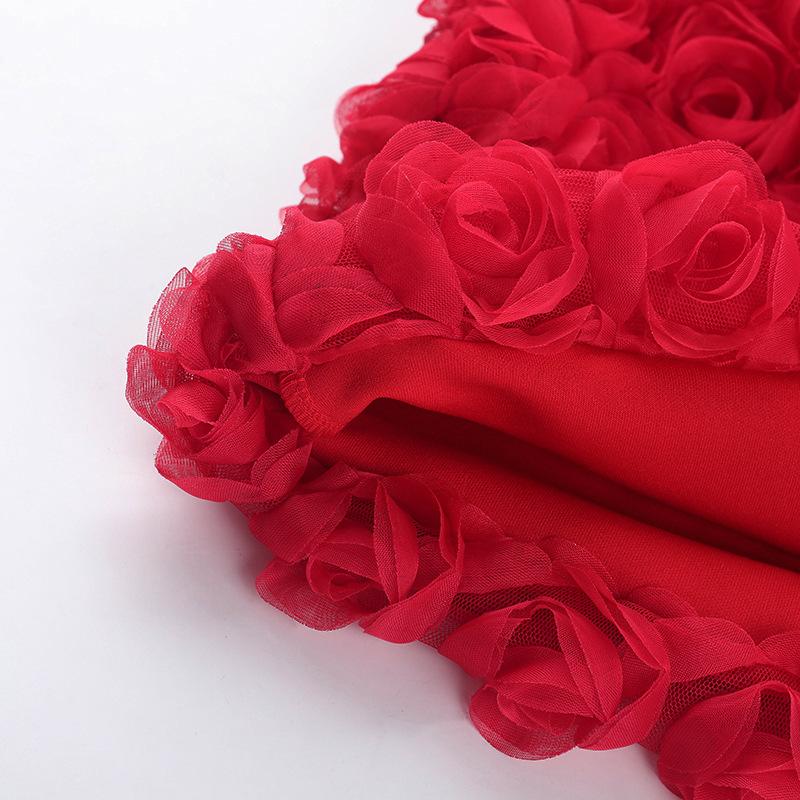 Spring Dress Women's Socialite Ethos Sexy Three-dimensional Flower Texture Strapless Dress Dress