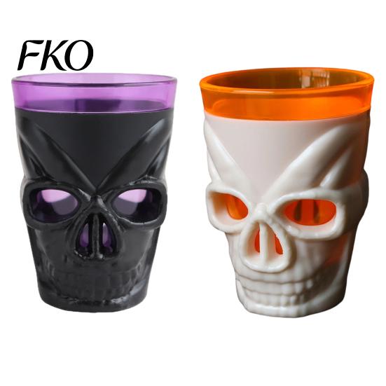 Spooky Bar Atmosphere Decoration Halloween Glowing Skull Goblet, LED Light Up Candle Holder for Unique Table Centerpiece Party, Decor Table,