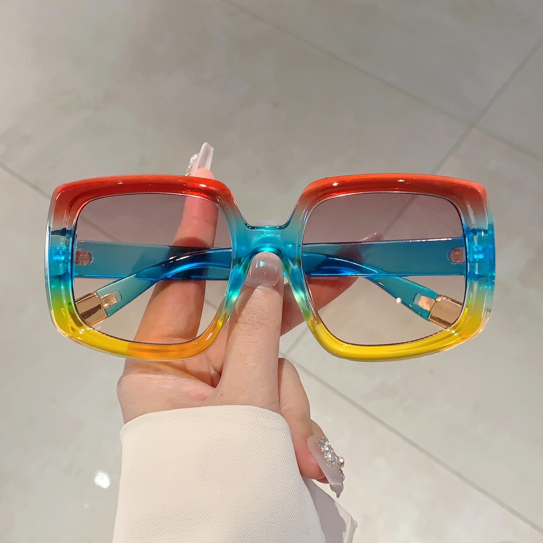 Dote Women's Kammpt Oversized Square Sunglasses Vintage Multicolor Trendy Stylish Shades For Vacation Outdoor Fashion Sun Glasses Cm