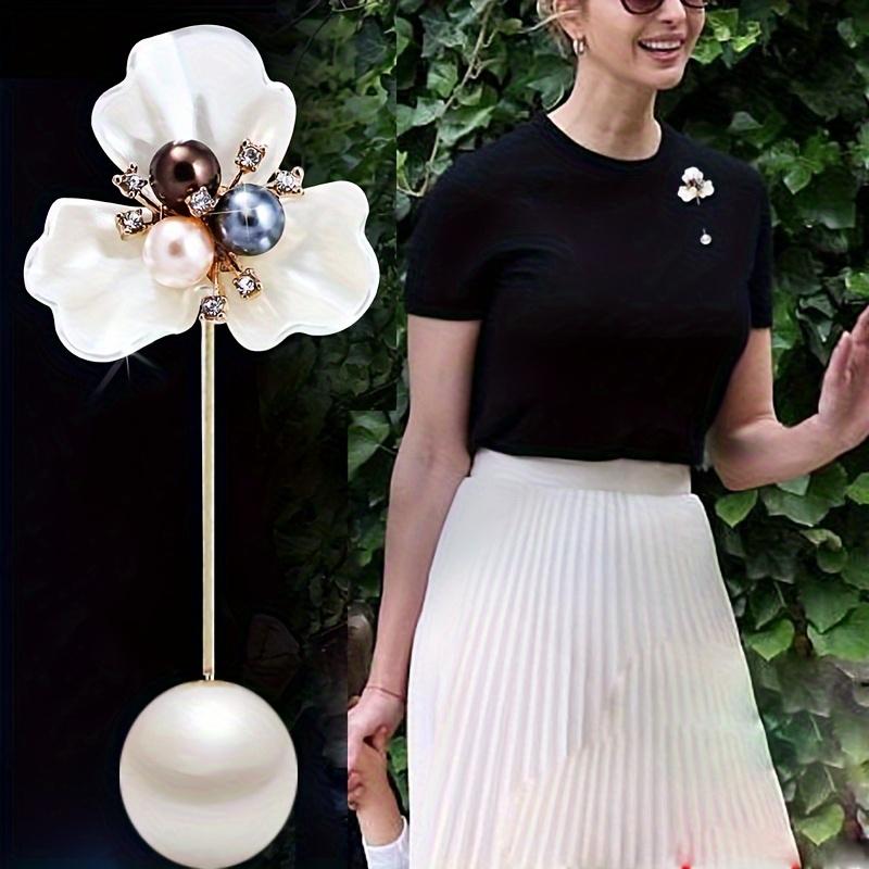 

1PC Ladies Elegant Floral Pin with Imitation Pearls and Synthetic Artificial Gemstones