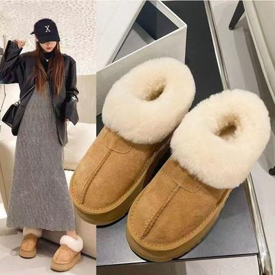 Winter New Snow Boots Women's Non-slip Thick-soled Warm Fashion Versatile Internet Celebrity Fluffy Shoes Piled Thickened Snow Cotton