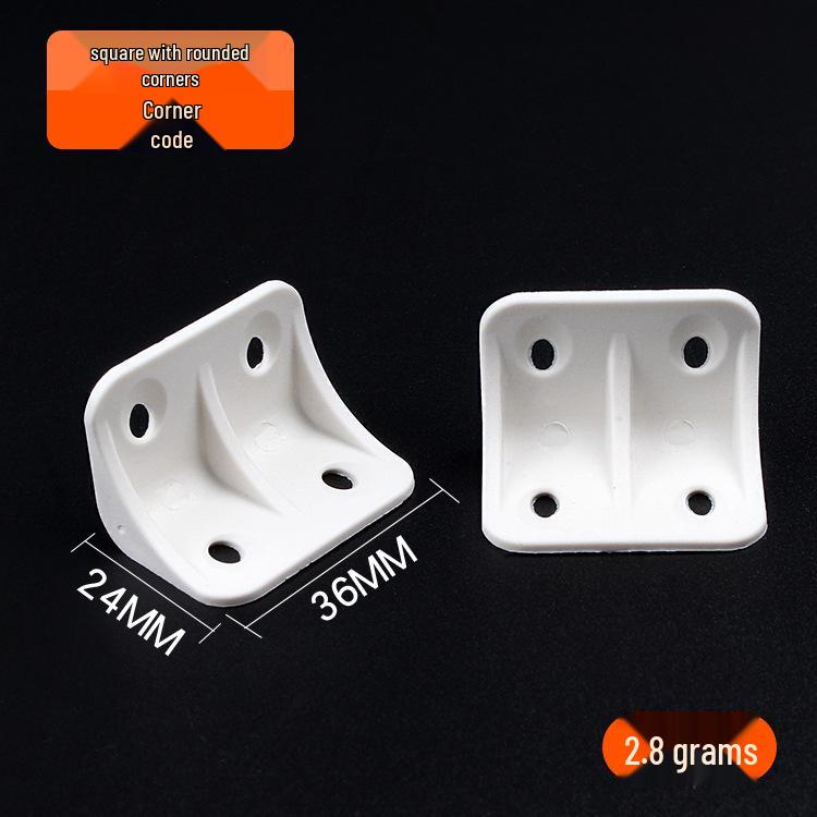 Thickened White Nylon Corner Bracket, L-Shaped 90 Degree, Triangular with Cover for Furniture Cabinet Connector