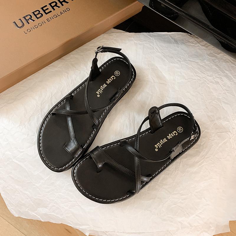 

Grape mother season cross buckle cover toe soft sole niche Roman style holiday platform sandals 40