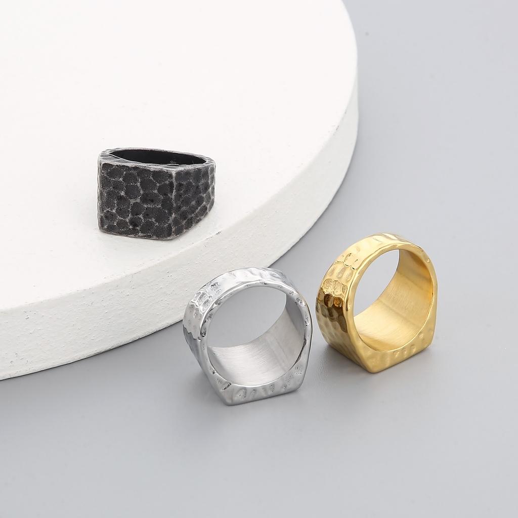 Kalen Stainless Steel Geometric Square Round Ring Men‘s Hip Pop Cool Boy Gift #7-#11 Chunky Anillos Polished Trend Jewelry