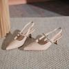 169 pointed rhinestone sandals women's summer new one-word patent leather French fairy wind fine heel high heel single shoes