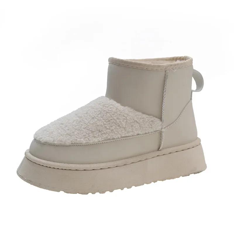 Womens Ankle Snow Boots Elegant With Medium Heels Winter 2025 Booties Shoes for Women Demi-season 39 On Promotion Plush Trend Pu 36 5498₽