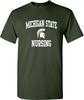 Michigan State Spartans Arch Logo Departments, College T Shirt, Team Color