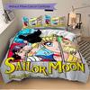 3pcs Sailor Moon Printed Quilt Set - Soft and Comfortable Quilt Cover for Bedroom, Guest Room and Dormitory Decorative Bedding Set 1 Duvet Cover + 2 P
