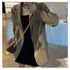 2025 Spring Autumn Women's Brown Blazer, Korean Style Loose Fit Casual Jacket with Notched Lapel, Internet Famous Office Wear for Daily Outfits