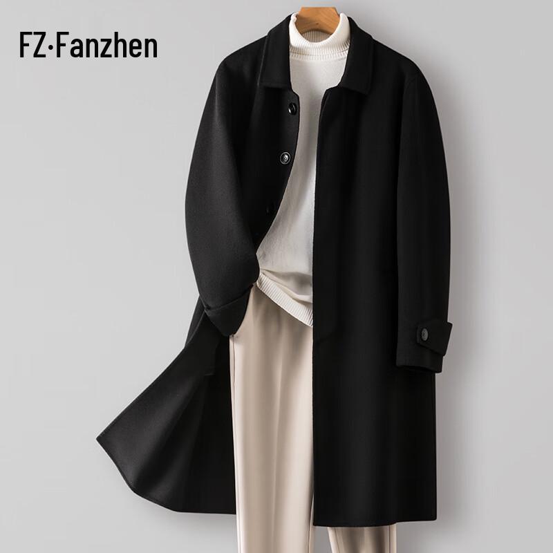 Fanzhen Men's 100% Wool Mid-Length Overcoat