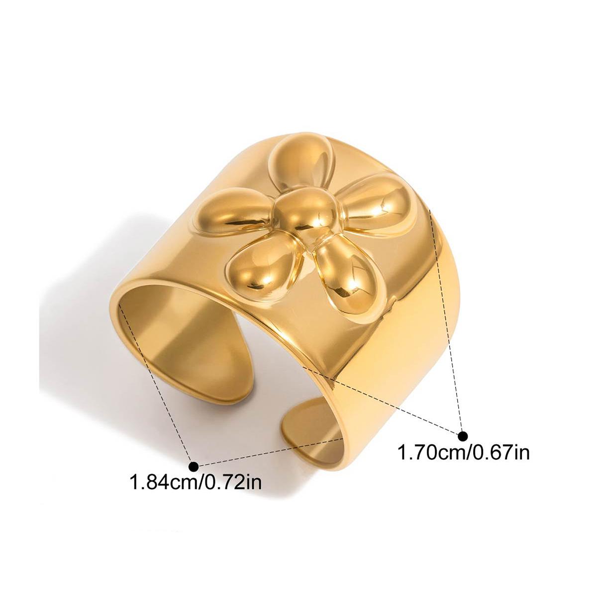 Yori Stainless Steel Fashion Flower Open Ring for Women High Quality Temperament Premium Waterproof Jewelry