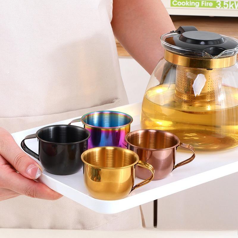 304 stainless steel mini cup, small wine cup, mouth cup, tea cup, coffee cup, casual cup, children's small water cup with handle