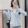 Navy Blue Women's Slim Fit Yoga Sweatshirt - Small, Casual Zipper Cardigan for Spring & Autumn 2025