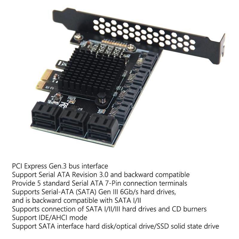 Chi a Mining SATA PCIE 1X Adapter 6/10 Port PCI-E X1 to SATA 3.0 6Gbps Riser Expansion Card for Desktop PC Computer Add On Cards