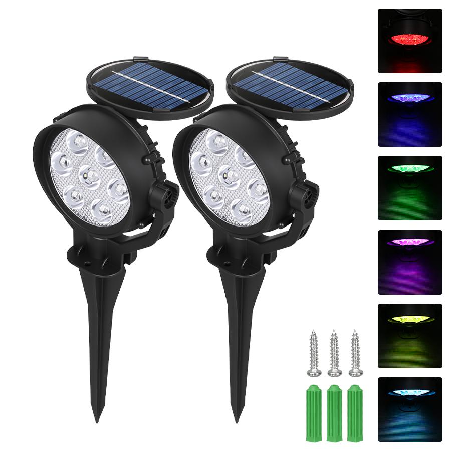 Powerful LED Solar Light Outdoor Waterproof Solar Power Garden Spotlight Brightness Adjustable Lamp for Walkway Lawn Decoration