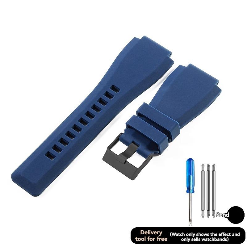 Für Bell Ross Silikon Herren Armband BR01 BR03 Schwarz Blau Orange Modell Sport Wasserdicht Weiches Silikon Herren Armband