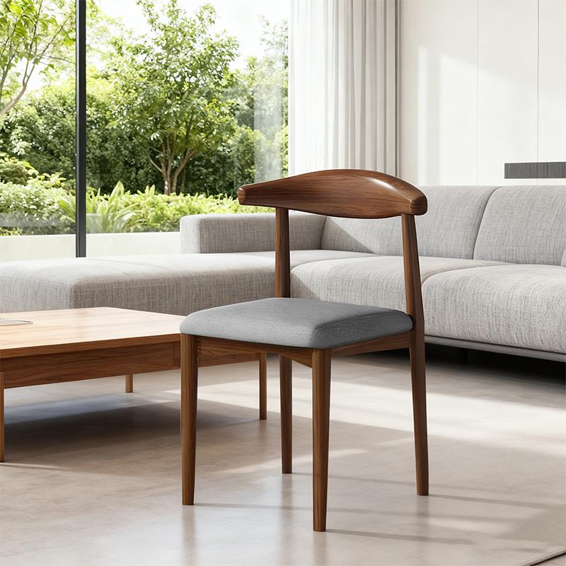 Nordic Simple Leisure Chair Metal Frame Heavy Duty Chair with Comfortable Linen Cushion Internet Celebrity Horn Chair