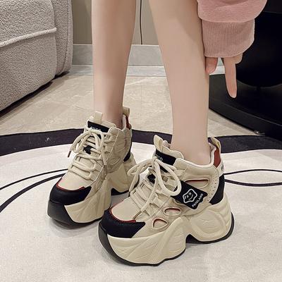 Binnenin verhoogde dikzool kleine papa schoenen veelzijdige hoge hak sneakers
