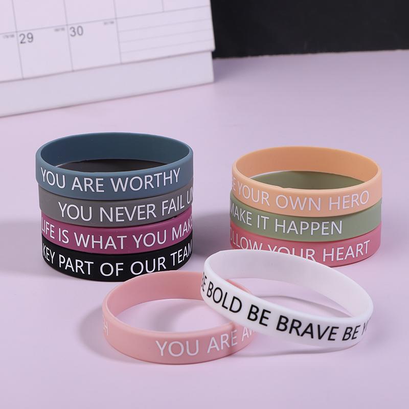 Gummiarmbänder mit Motivierendem Zitat, farbige, inspirierende Silikonarmbänder, dehnbar, Unisex-Armbänder für Frauen und Männer, Geschenke
