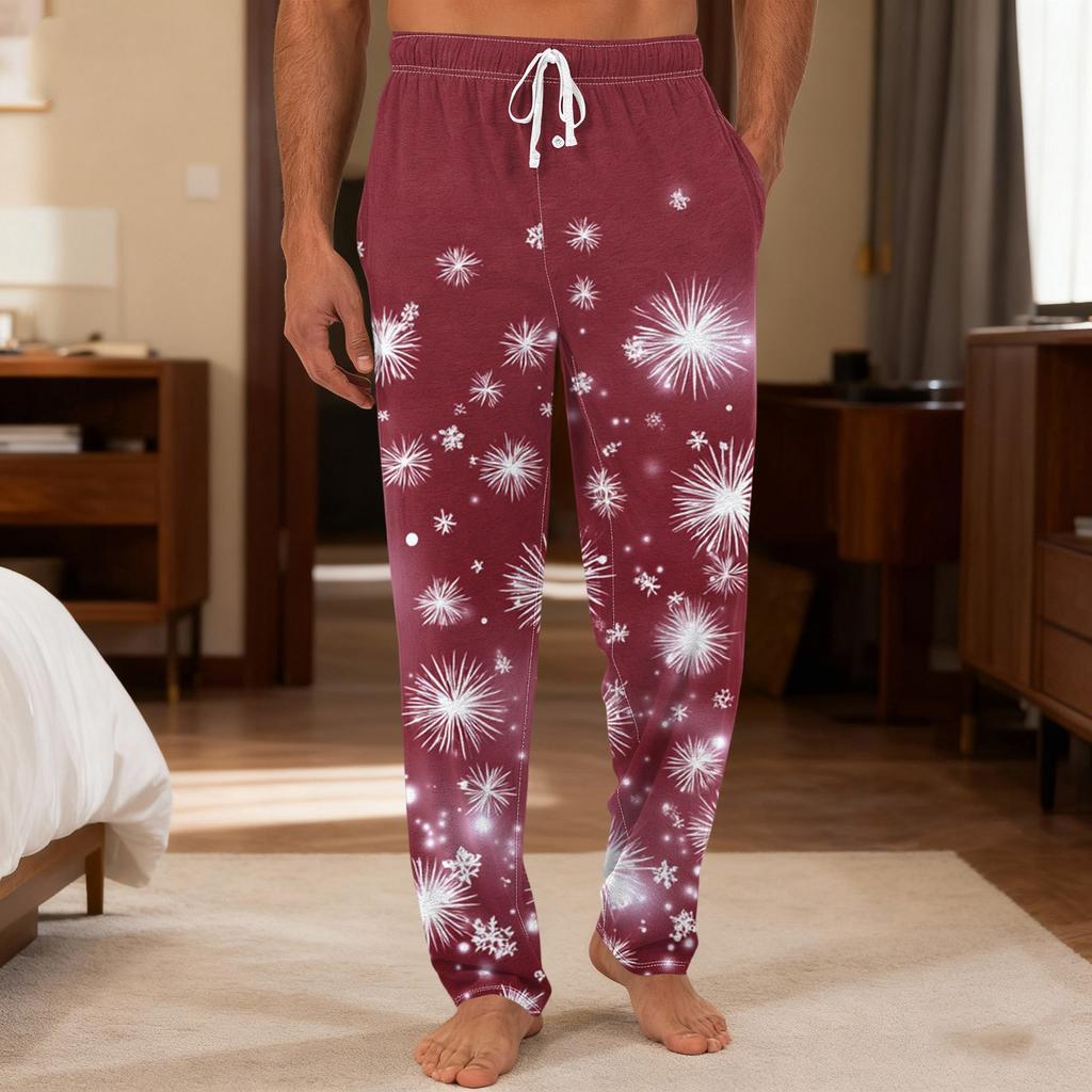 Men's Plain Knit Solid Pocket Casual Pants Home Pajama Pants