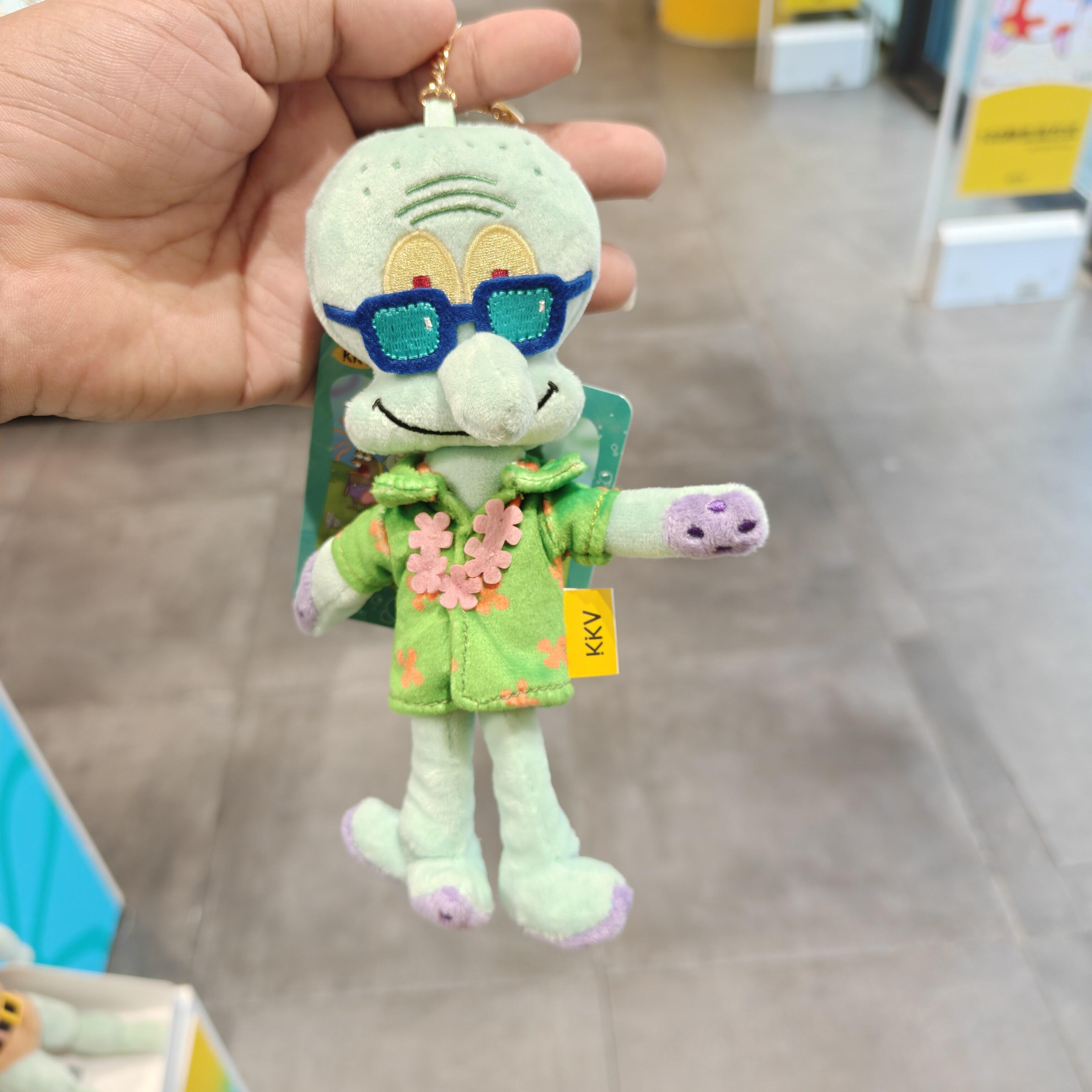Chibi Cartoon Sponge Character Summer Vacation Mini Keychain Cute Pendant Bag Charm Backpack Accessory