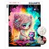 DIY 3D Pearl Painting Canvas Cute Anime Girl and Cat Pattern Relaxing Leisure Craft Kit for Adults Home Wall Decoration