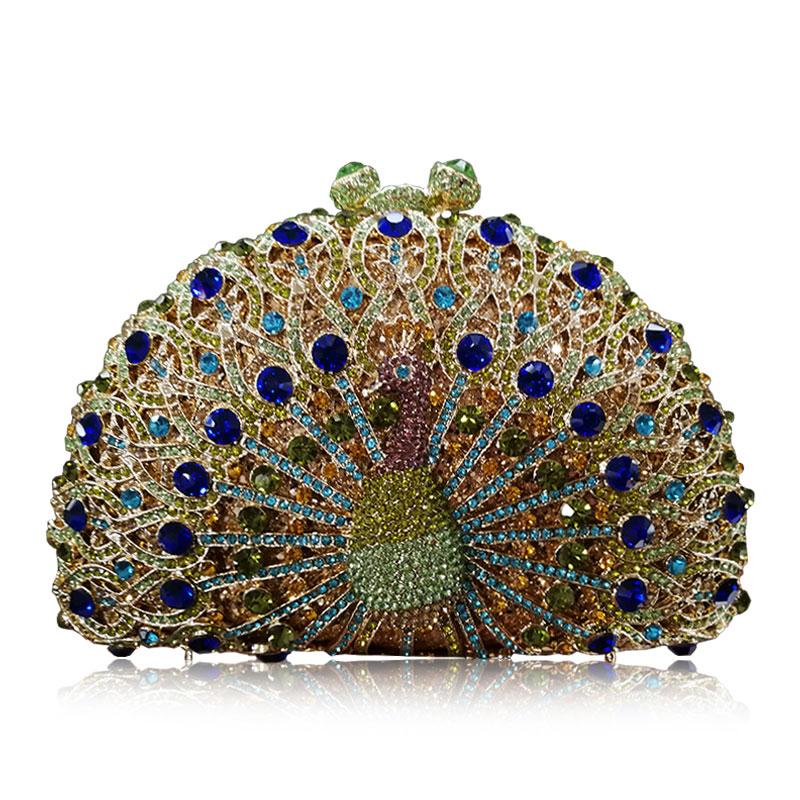 

Silver Peacock Shape Wedding Evening Clutch Bags Luxury Diamond Rhinestone Women’s Party Prom Mini Minaudiere Female Purse 17cmX11cmX6cm