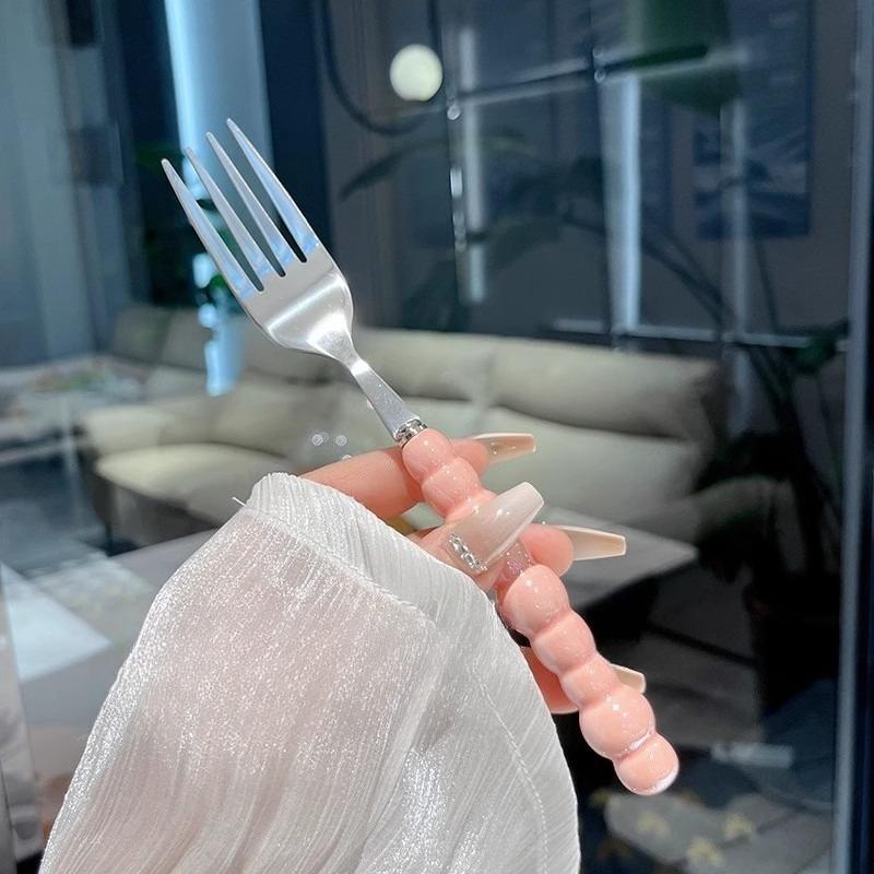 Pearl Handle Fork for Dessert Household Steak Stainless Steel Forks Salad Forks Dessert Pasta Fork Kitchen Accessories Gadgets