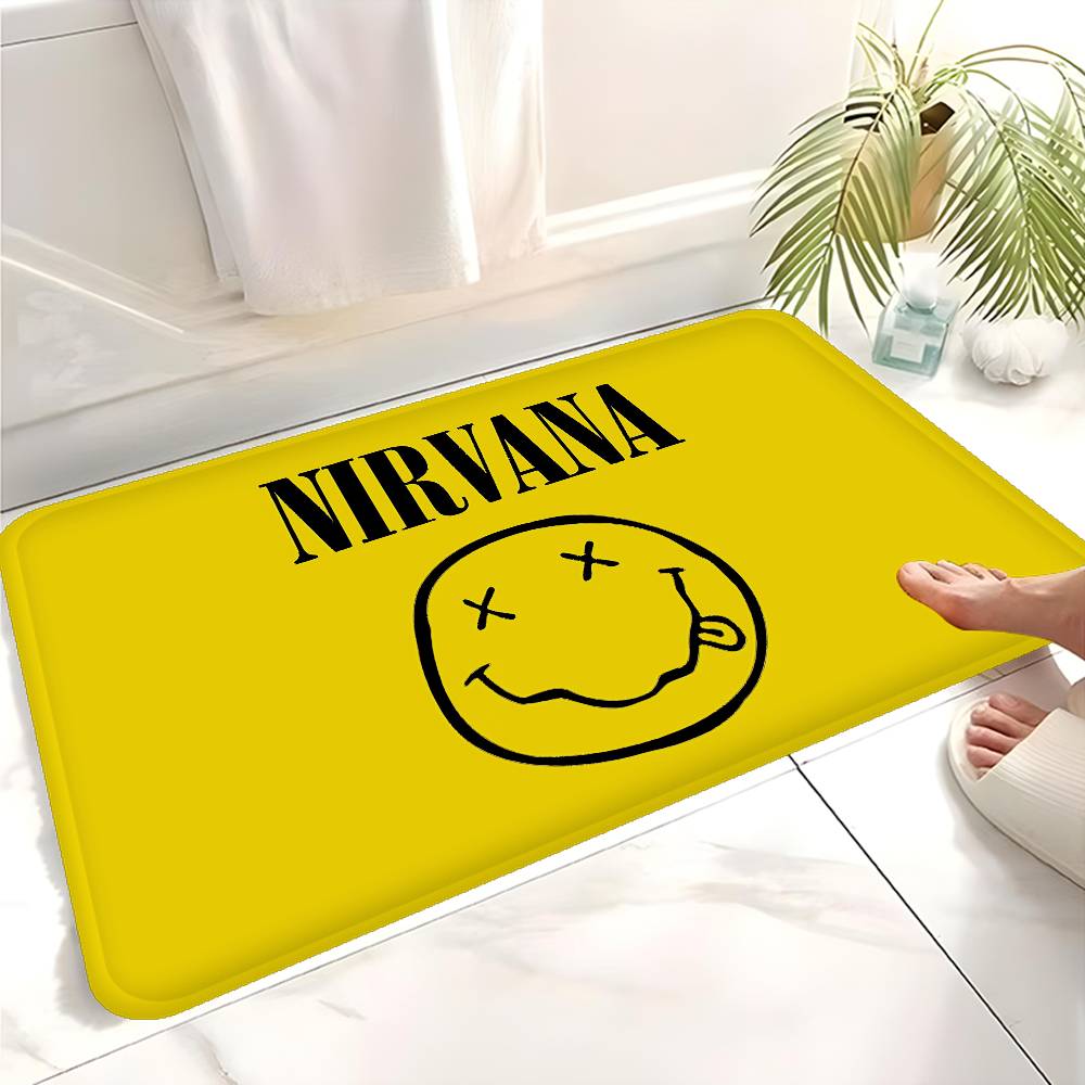 Popular Band N-nirvana-A Floor Mat Non-Slip Laundry Room Mat Laundry Decor Balcony Child Living Room Bedside Mats