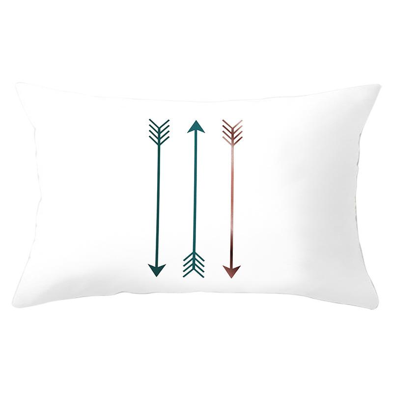 Home Geometric Peach Skin Waist Pillow Case Nordic Style Sofa Printed Pillow Case Office Lumbar Pillow