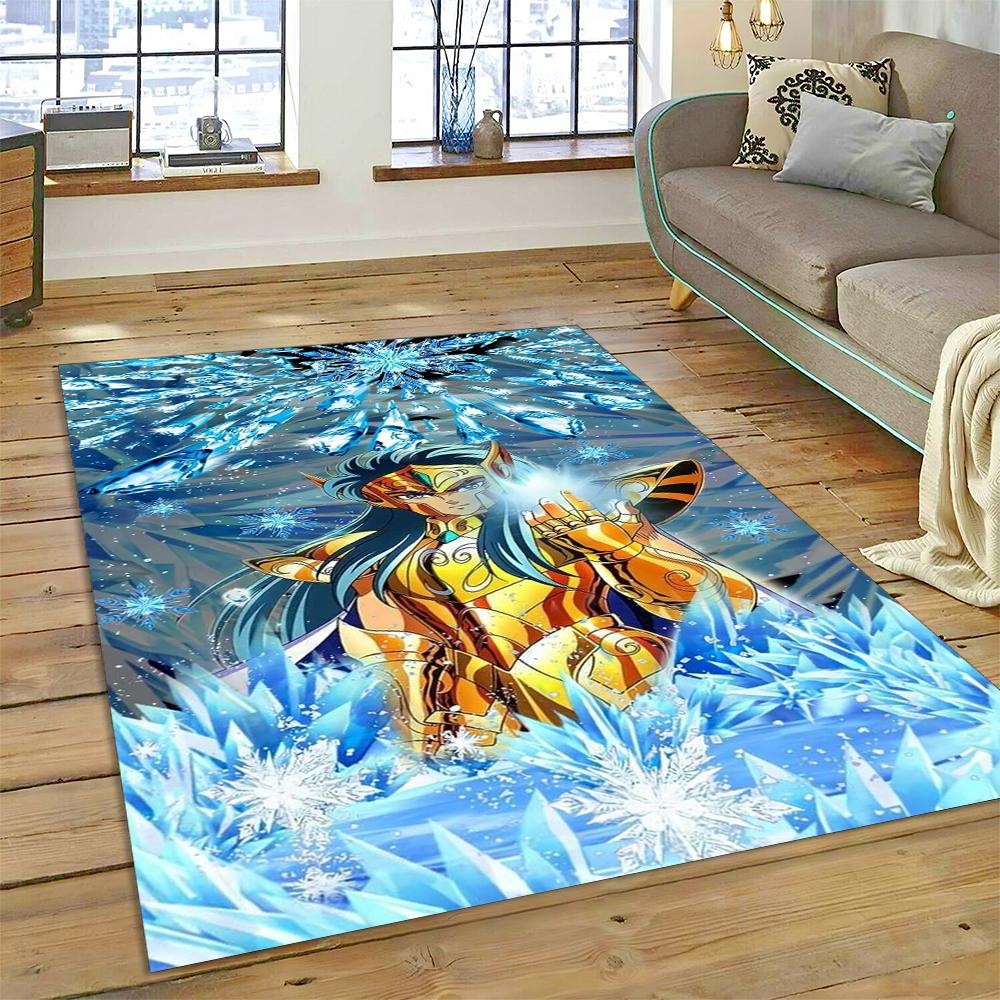 Cartoon Saint Seiya 3D Retro  Anime Rug Carpet for Living Room Bedroom Home Decor,Floor Mat Non-slip for Sofa Doormat Gift Kids