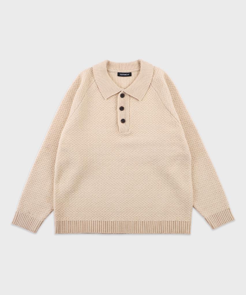 TESTAMENT Structure Collar Knit_Beige
