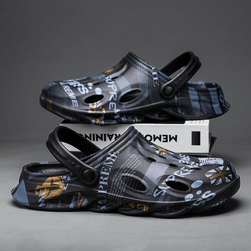 Sandalen Herren Sommer Außenbekleidung rutschfest Taschenkopf Hausschuhe Lochschuhe dicke Sohle verschleißfest Sport Doppelfunktion