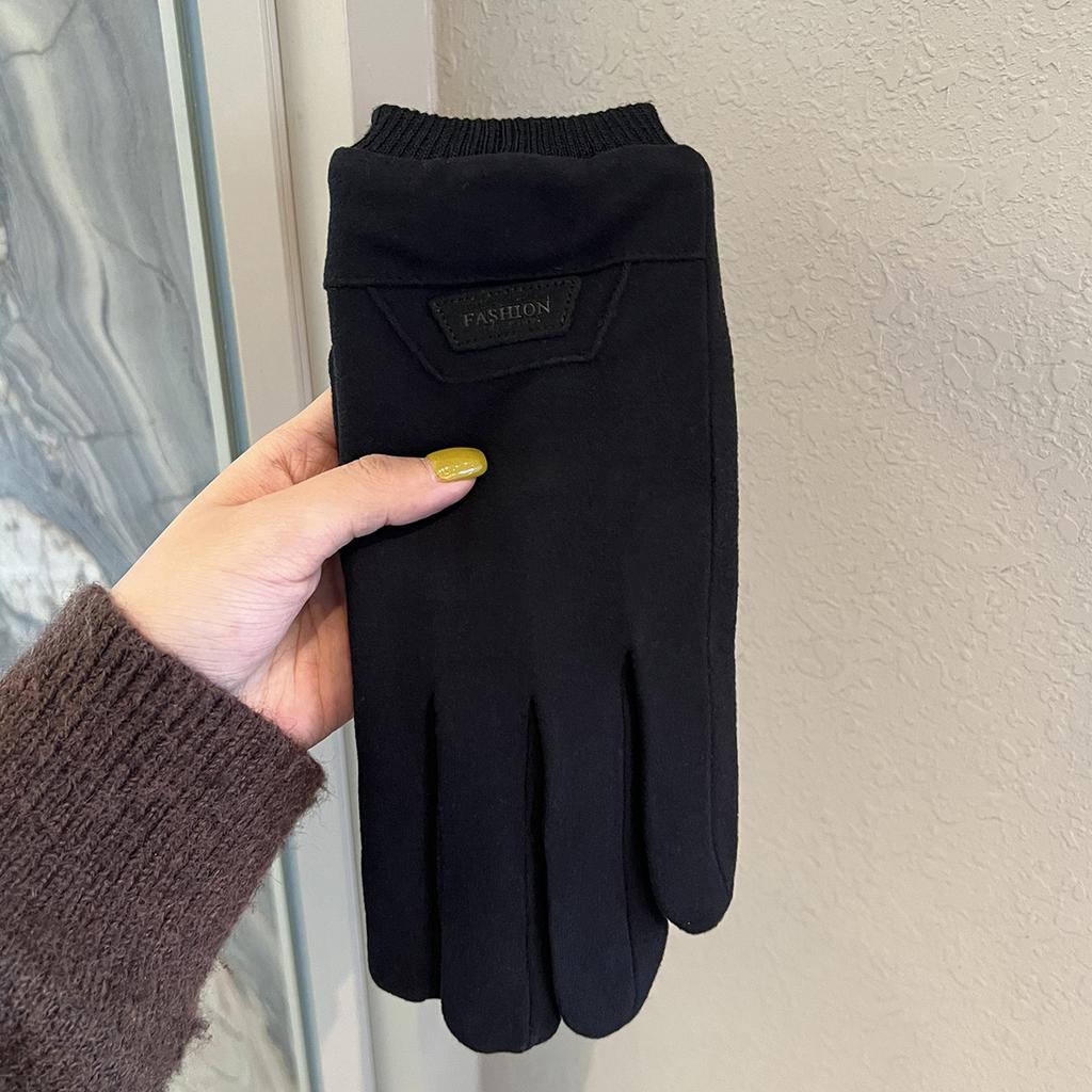 Gloves for Men  Winter Warm Velvet and Thickened Outdoor Riding Electric Bike  Windproof and Cold Proof  Touch Screen Five Finger Gloves