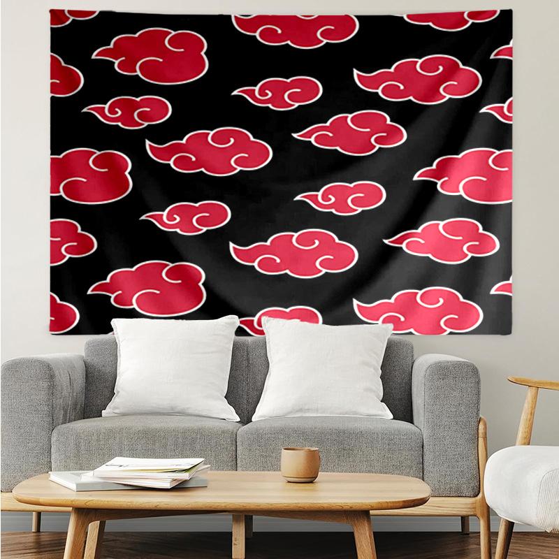 1PC Anime Red Clouds On Black Background K-pop music group Tapestry Accessories for Bedroom,Livingroom, dormitory Room Wall Decor Fan Birthday Gifts