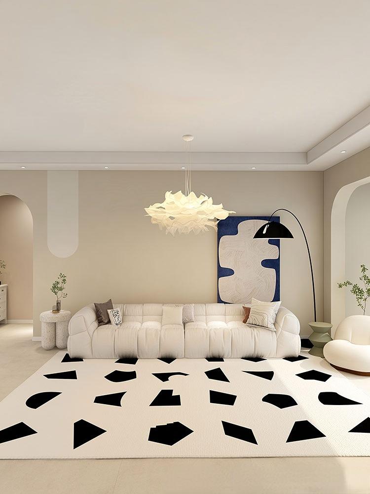 Modern Minimalist Carpets for Living Room Black White Contrast Bedroom Decor Rug Home Washable Carpet Large Area Washable Mat