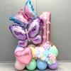 56pcs/set Butterfly Number Balloon Set Pink Numbers 1-9 Purple Butterflies for Valentine's Day Anniversary Birthday Party Decors