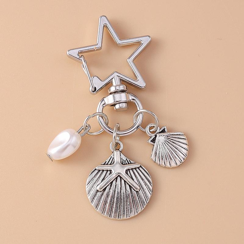 Cute Metal Love Heart Key Chain Pearl Key Ring for Women Girl Handbag Pendants DIY Handmade Jewelry Accessories