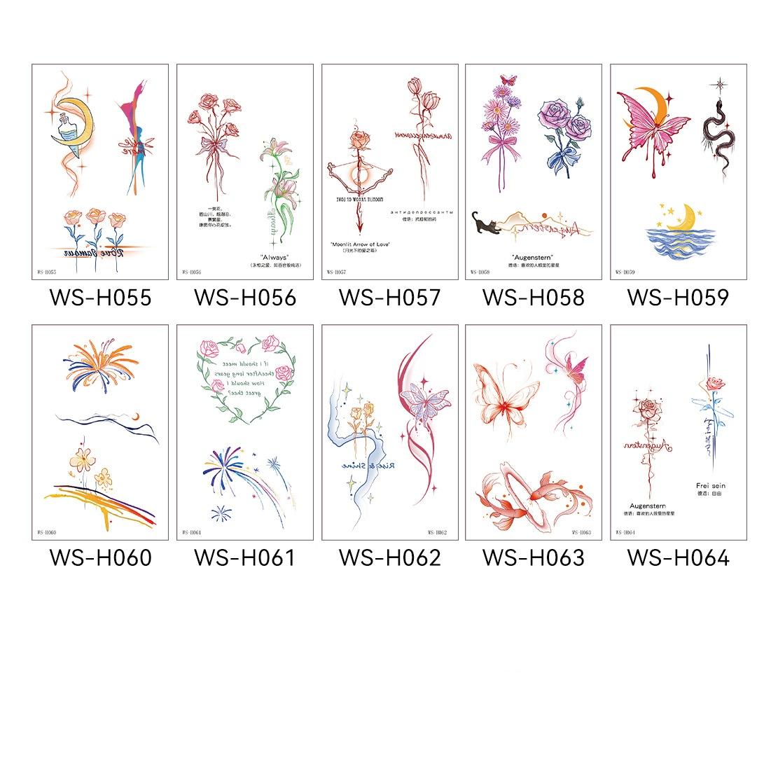 

10 шт. Женские эстетичные временные тату-наклейки Цветок Водостойкие Долговечные На руку Ключицу Палец Одноразовые Временные татуировки