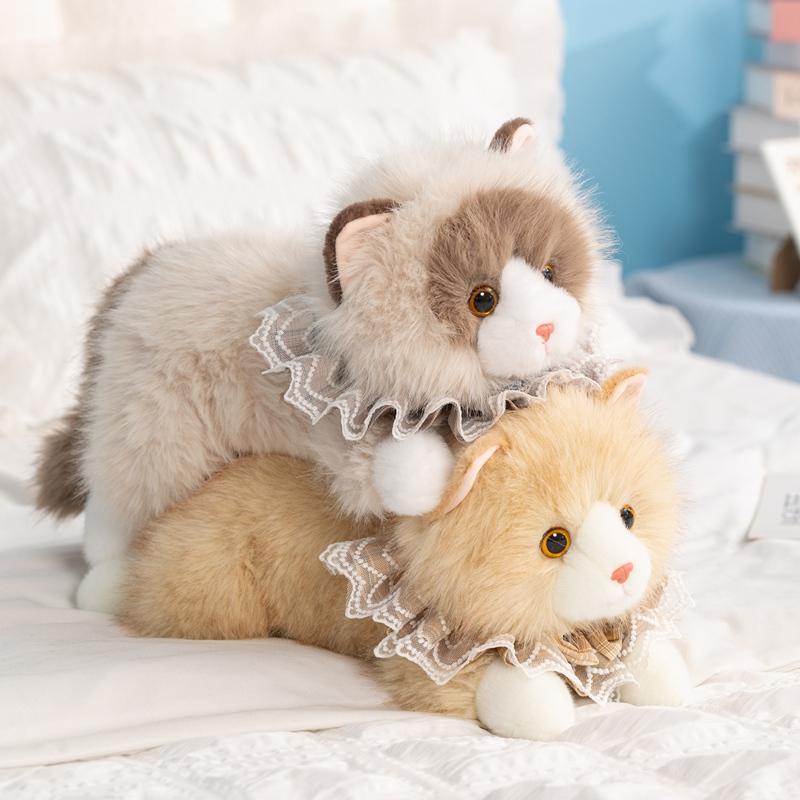Simulated Cat Doll Plush Toy Stuffed Soft Animal Plush Brown Gray Kitten Pillow Kids Girls Birthday Gift Pet Toys Deco 30-65cm