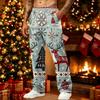 Herren Weihnachtshosen mit Aufdruck Lockerer Schnitt Lässige Jogginghosen mit Taschen
