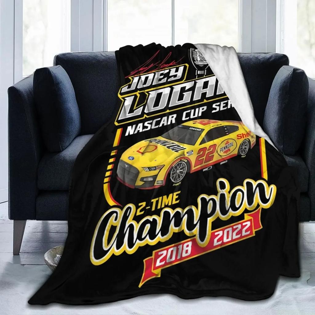 3D Print Joey Logano 22 2X Champion Blanket Soft Sofa Cover Throw Blanket Fleece Tapestry Warm Bed Blankets for Bedroom Couch