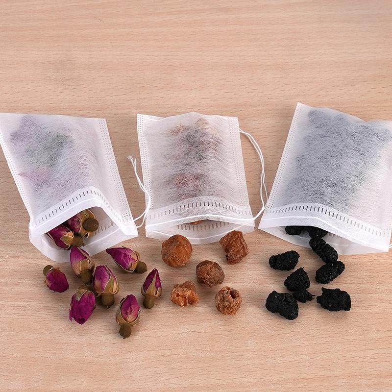 100 Bucăți Pliculețe de Ceai De Unică Folosință Multi-Dimensiuni Material Nețesut Pentru Ceai cu Frunze Vrac Pungă goală cu Șnur Pliculețe Filtru pentru Cafea Rece