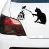 CK3377# Vinyl Car Sticker Cat Fries a Mouse Waterproof Cool Waterproof Removable Decal Self-adhesive Car Auto Sticker