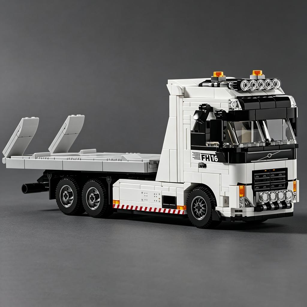 MOC FH16 rescue trailer 6x4 heavy-duty towing vehicle assembled building block trailer model truck toy 911 racing car
